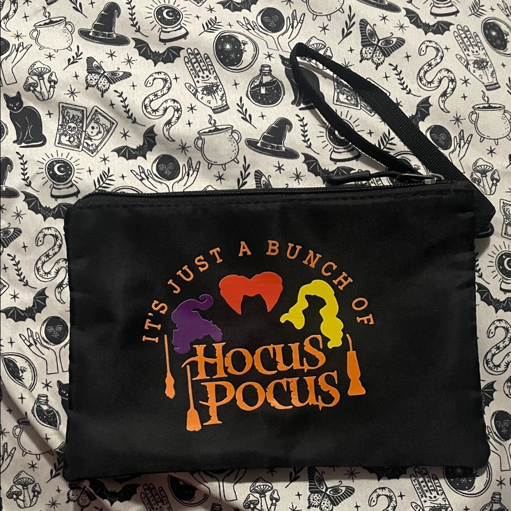 Hocus Pocus Black Zipper Pouch With strap